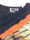 Giambattista Valli Black Boucle and Chiffon Tiger Print Dress - BOUTIQUE PURCHASE PRICE