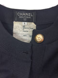 Chanel Black Wool Classic Cardigan with Gold Interlocked CC Buttons