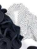 Vintage Black and White Polka Dot Swirl Hem Party Dress