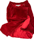 Saint Laurent Rive Gauche Red Suede Wrap Skirt with Leather Whip Stitching - BOUTIQUE PURCHASE PRICING