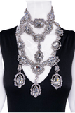 Armen Ra Crystal Silver 3 Necklace Parure with Matching Earrings