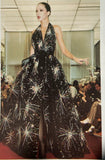 Halston Black Chiffon Beaded "Firework" Dress Gown FW1980
