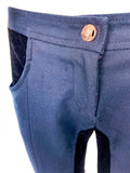 Versace Flared Black Low Rise Pants with Corduroy Inlays and Medusa Button