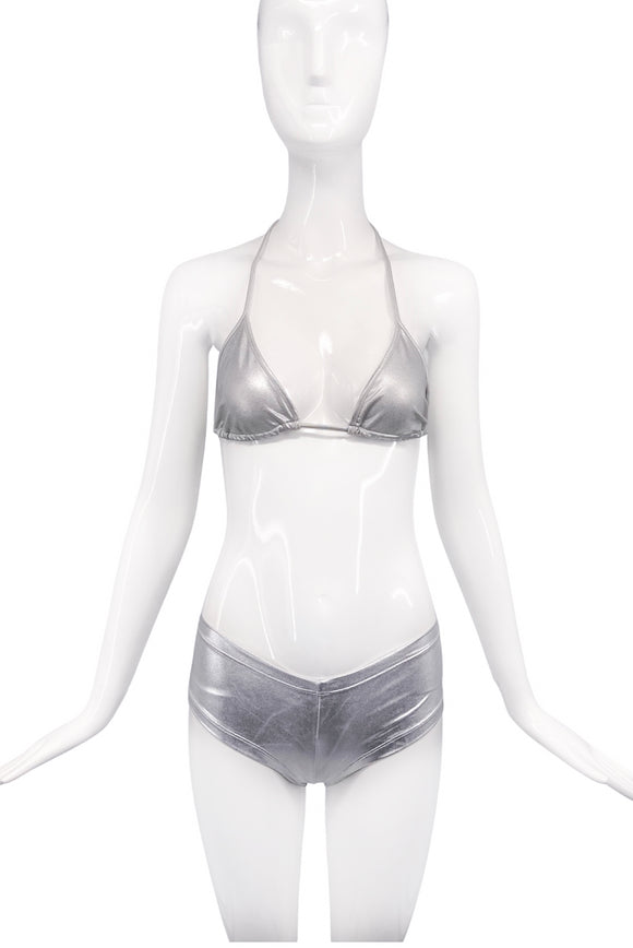 American Apparel Silver Metallic Bra Swim Bikini
