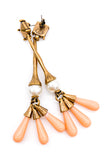 Valentino Bronze Drop Earrings with Coral Bead Details - BOUTIQUE PURCHASE PRICE