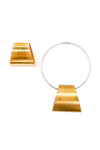Statement Hoop Earring Set with Gold Trapezoid Detail