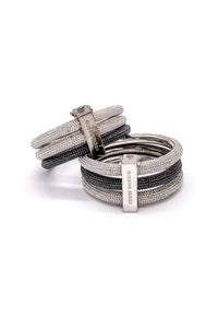 Eddie Borgo Gunmetal Silver Interchangeable Pavé Crystal Stacked Bracelets