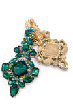 Vintage Gold Emerald Green Crystal Chandelier Duster Earrings