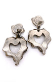 Christian Lacroix Silver Brutalist Heart Earrings