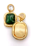 Yves Saint Laurent Gold Emerald Green Haute Costume Earrings