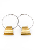 Statement Hoop Earring Set with Gold Trapezoid Detail