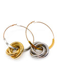 Statement Metallic Hoop Earring with Gold Coiled Ring Detail