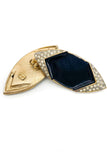 Valentino Silver Triangular Pentagon Vintage Black Enamel Rhinestone Earrings - BOUTIQUE PURCHASE PRICE