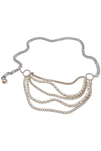 Escada Silver Chain Pearl Choker Necklace or Belt