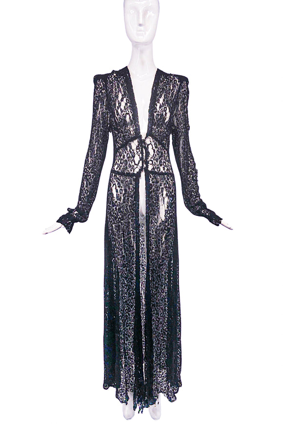 Vintage Black Lace Deconstructed Puff Shoulder Morning Coat