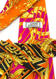 Versace Pink and Orange Classic Baroque Print Men's Tie