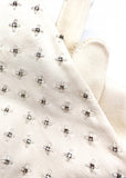 Vintage White Ultrasuede Gloves with Crystal Bead Details