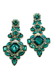 Vintage Gold Emerald Green Crystal Chandelier Duster Earrings
