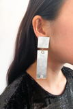 Armani Silver Mirror Crystal Stud Square Earrings