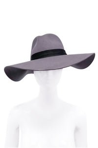 Vintage Gray Felt Floppy Wide Brim Hat