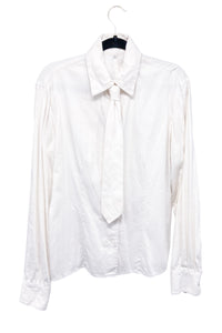 Ann Demeulemeester White Cotton Stretch Shirt with Matching Tie