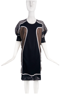 Ohne Titel Black Beige Basketball Jersey Patchwork Fishnet Dress