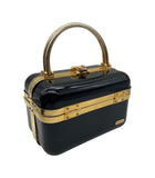 Vintage Black Resin Gold Metal Square Handbag - Made in Italy
