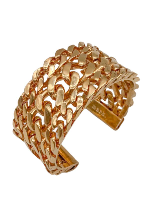 Vintage Gold Triple Wide Curb Chain Bracelet Cuff