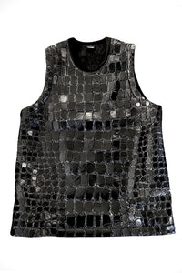 KTZ Black Shiny Crocodile Latex Vinyl Oversized Tank Top Dress