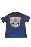 Shaun Samson Blue Navy Pussy Cat Pierced T-shirt Top