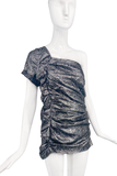 Isabel Marant Silver Metallic Textured Ruffle Ruched Top / Dress