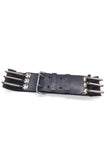 Jean Paul Gaultier Black Leather and Elastic "Steampunk" Belt with Metal Hardware