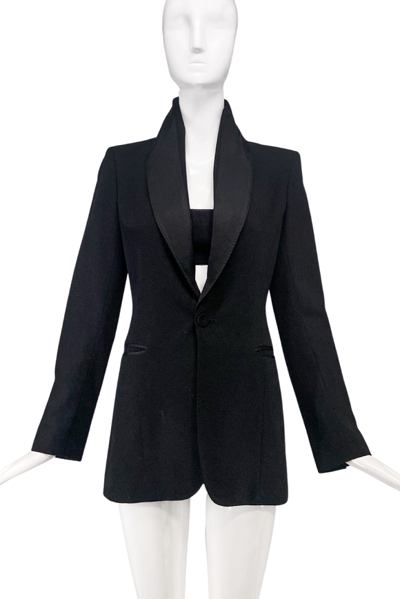 Jean Paul Gaultier Black Shawl Collar Tuxedo Suit Jacket Blazer