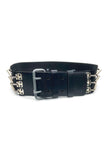 Jean Paul Gaultier Black Leather and Elastic "Steampunk" Belt with Metal Hardware
