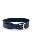 Jil Sander Black Leather Belt with Gold Buckle