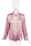 Jil Sander Pale Pink Satin Silk Button Up Blouse Shirt