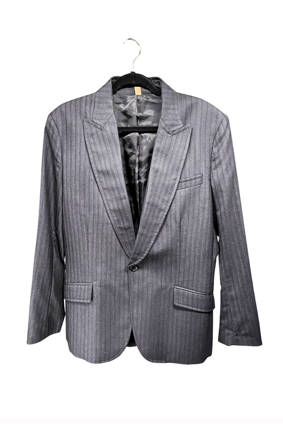John Galliano Dark Gray Pin Stripe Texture Blazer Suit Jacket