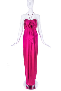 John Galliano Fuchsia Pink Silk Halter Dress Gown - BOUTIQUE PURCHASE PRICE