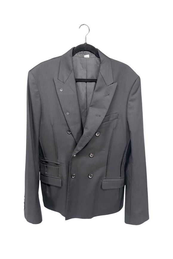 John Galliano Black Double Breasted Blazer Jacket with Seam Details