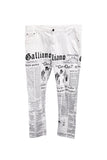 John Galliano Faux Newspaper Print Denim Pants