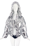 Juicy Couture Metallic Silver Cropped Puffer Coat