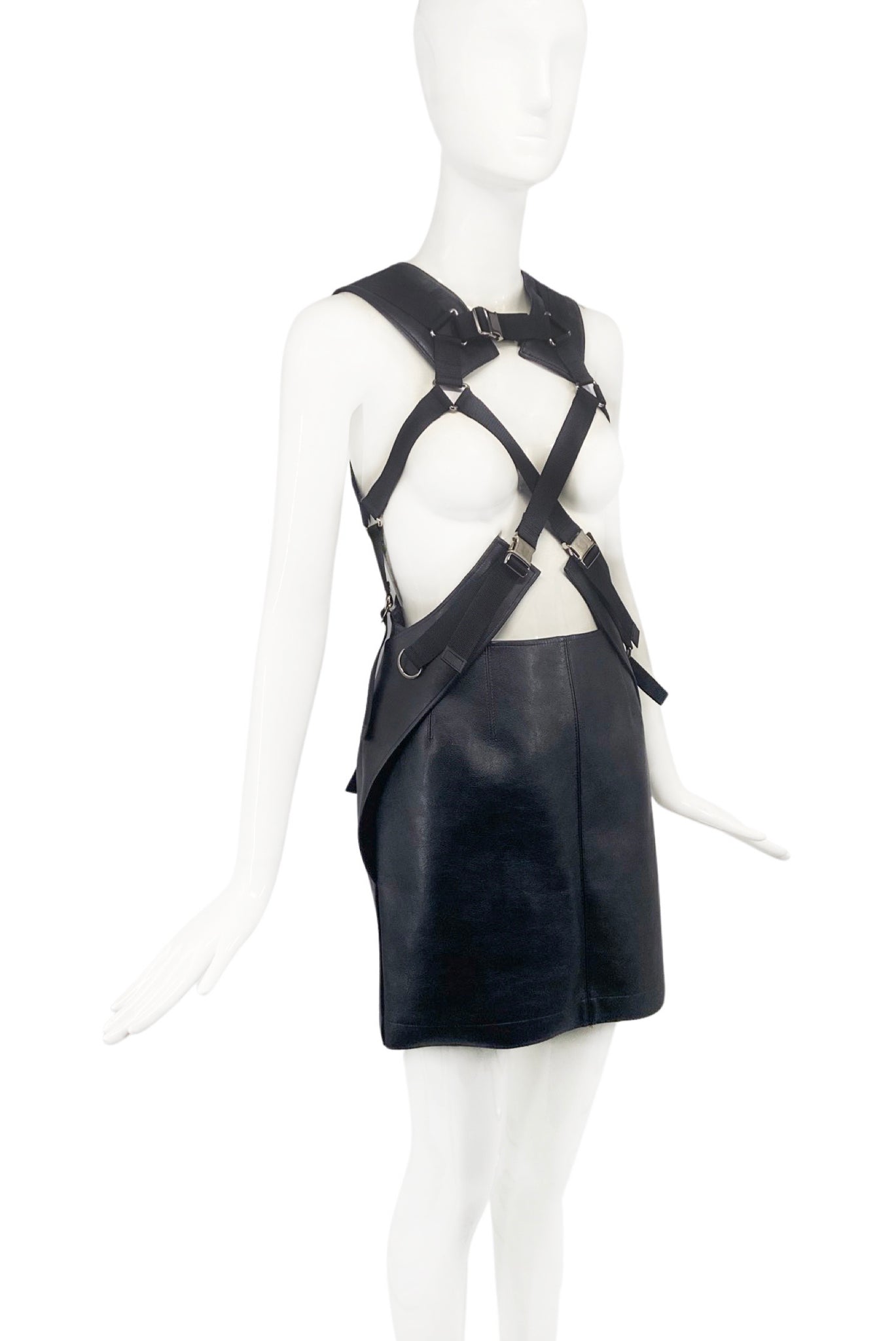 leather harness dress Leather Harness Sequin Dress in Black MONSE