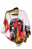 Junya Watanabe Multicolor Print Silk Scarf "God Save The Queen" T-shirt Top Runway Fall 2021