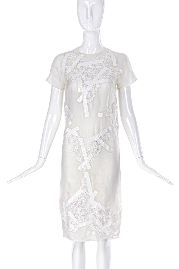 Christopher Kane White Organza Dress with Lace Appliqus and Latex Tap PaumLosAngeles Christopher Kane White Organza Dress with Lace Appliqus and Latex Tap PaumLosAngeles