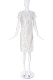 Christopher Kane White Organza Dress with Lace Appliqués and Latex Tape Strips