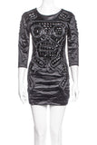 KTZ Black Nylon Studded Geometric Pattern Dress