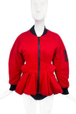 KTZ Red Nylon Peplum Gaultier Style Bomber Jacket