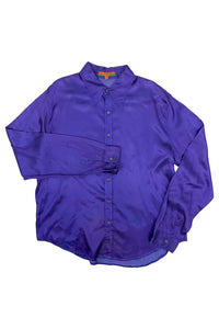 Katherine Hamnett Violet Purple Satin Oversize Button Down Shirt