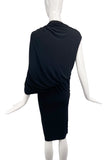 Lanvin Black Asymmetrical Draped Shoulder Dress