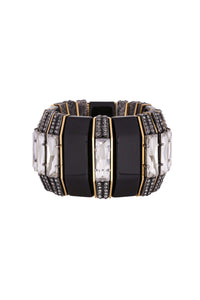 Lanvin "Victoria" Crystal and Black Resin Art Deco Bracelet Pre-Fall2014